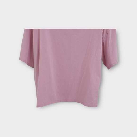 Lululemon Relaxed Fit Cotton Blend Turtleneck Tee Short Sleeve Sz 10 Pink Peony - Picture 7 of 8